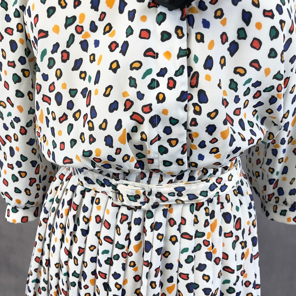 Vtg Breli Originals Abstract Print Dress Women 16 Primary Colors 80s USA Teacher - Picture 5 of 15